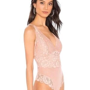 We Are HAH NWT Smarty Pants Lace Bodysuit Copper Rose Small